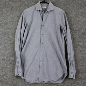 Boglioli Shirt Men 15.5 39 Blue Long Sleeve Button Business Dressy Work Office